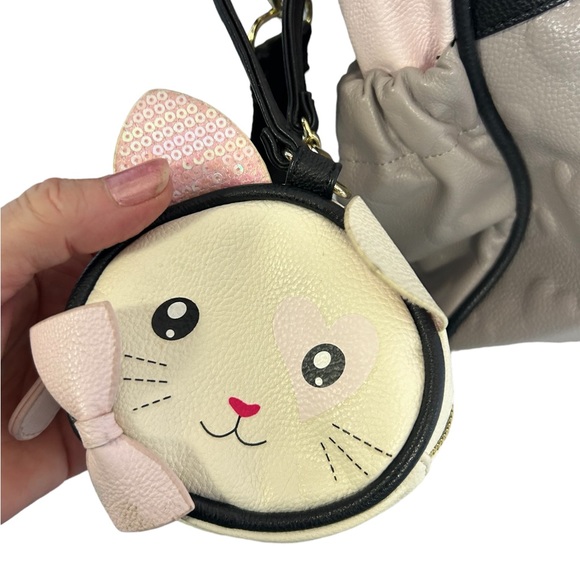 Betsey Johnson Quilted Diaper Bag Shoulder Or Crossbody W/pad & Cat Pouch - Picture 8 of 15